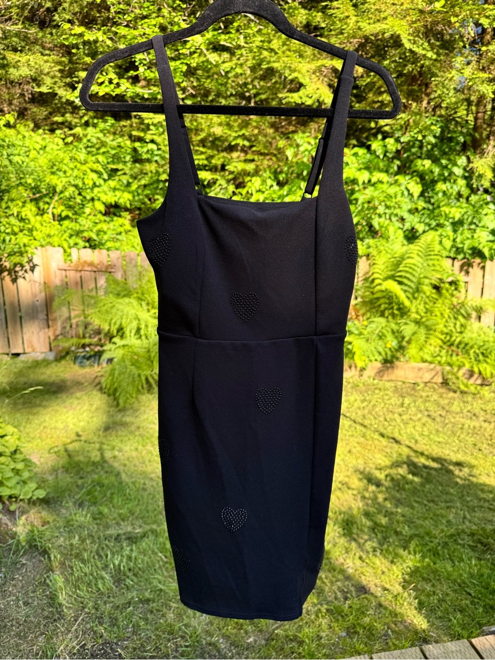 Planet Gold Black Mini Bodycon Dress with Heart Studs